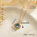 Rotatable evil eye pendant necklace in gold finish with galaxy stone and crystal halo - Four-Petal Flower Starry Eye Rotatable Style (80449)