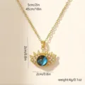 Gold plated rotatable Evil Eye pendant necklace with blue galaxy center and dimensions - Eyelash Star Eye Rotatable Style (80450)