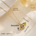 Gold plated rotatable Evil Eye pendant necklace with sparkling rhinestones for protection - Flower Cluster Evil Eye Rotatable Style (80451)