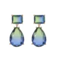 Elegant French vintage gradient blue-green teardrop earrings with luxury gold-plated setting - Earrings (11175) / Blue + Green