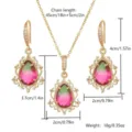 Conjunto de joyas con cristal de gota de agua color turmalina con collar y pendientes - Juego de Joyas (10054) / Degradado Verde & Rojo