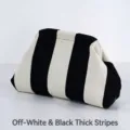 Elegante borsa da trucco in maglia con larghe strisce crema e nere per il viaggio - Righe Larghe Crema e Nero