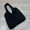 Casual zwarte gebreide draagtas met strik voor dames, ideaal voor herfst en winter - 28*40cm / Zwart