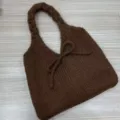 Stylish casual brown knitted underarm handbag featuring a charming decorative bow detail - 28*40cm / Coffee