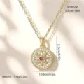 Gold-plated rotating eight-pointed star necklace with pink and white cubic zirconia accents - Pink Eight-pointed Star (80375) / With Stainless Steel Chain
