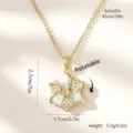 Gold-tone rotatable flower pendant necklace with white enamel and zircon stones. - Style 80370 (Pendant with Stainless Steel Chain)