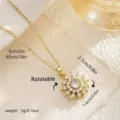 Rotatable eight-pointed star necklace in gold-plated copper with shimmering zircons - Pave Hollow Star Disk (80465) / With Stainless Steel Chain