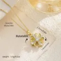 Elegant rotatable gold-plated eight-pointed star necklace pendant with sparkling cubic zirconia - Gold Pave Eight-pointed Star (80466) / With Stainless Steel Chain