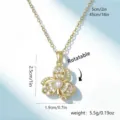 Rotatable gold flower necklace pendant with crystals and pearl, size 2.5x1.9cm specs - Style 80366 (With Stainless Steel Chain)