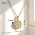 Elegant gold-plated rotating daisy flower fidget necklace pendant for stress relief - Daisy Style (80413) / Adjustable Length