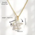 Rotatable flower pendant necklace with sparkling clear zircons and a polished gold chain - Style 80379 (With Stainless Steel Chain)
