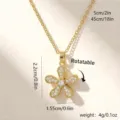 Gold rotatable daisy flower pendant necklace with crystal accents and dimensions - Pave Zirconia Daisy Style (80436) / Adjustable Length