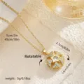 Elegant gold plated rotatable eight-pointed star pendant necklace with cubic zirconia - Big Center Zirconia Eight-pointed Star (80469) / With Stainless Steel Chain