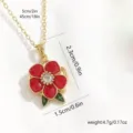 Red camellia rotating flower pendant necklace with specific dimensions and weight - Red Camellia Pendant (80353) / With Stainless Steel Chain
