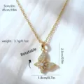 Double-layer golden butterfly rotating necklace with sparkling zircon pendant detail - Full Zirconia Butterfly Rotatable (80339)