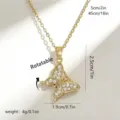 Rotatable gold butterfly pendant necklace with white zircons crafted in titanium steel - Exquisite Rhinestone Butterfly Rotatable (80341)