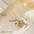 Gold plated rotating flower pendant necklace featuring multi-color gemstones and crystals - Style 80452 (With Stainless Steel Chain)
