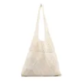 Boho gebreide shopper in gebroken wit met een opengewerkt geometrisch ruitpatroon - Broken Wit