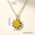 Daisy rotating pendant necklace with yellow enamel flower and zircons - Yellow Daisy Pendant (80359) / With Stainless Steel Chain