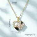 Elegant gold-plated titanium steel heart necklace with butterfly and black enamel detail - Spade Heart Butterfly Style (80345)
