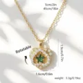 Elegant rotating gold heart pendant necklace with green star and zircon details - Heart Frame Star Shadow Rotatable (80385)