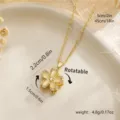 Gold rotatable flower fidget necklace with cat eye stone petals and crystal details - Yellow Opal Look Daisy Style (80441) / Adjustable Length