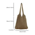 Khaki knitted tote bag with dimensions: 32cm width, 30cm height, 30cm strap drop - Khaki