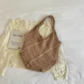 Handgemaakte bruine boho gebreide shopper, grote geweven strandtas met opengewerkt - Tote Tas (ZZB Ruitpatroon Tas) / Khaki