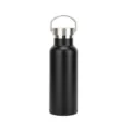 Minimalist matte black stainless steel insulated water bottle with a silver portable handle - 500ml / Black
