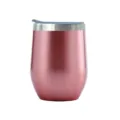 Gobelet à vin 12oz en acier inoxydable or rose isolé sous vide avec couvercle clair - 12oz / Or rose