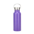 Purple insulated stainless steel water bottle with wide mouth and portable metal handle - 500ml / Purple