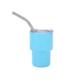 2-3oz Mini Hellblauer Edelstahl Isoliertumbler mit Metallstrohhalm und Deckel - 2oz / Hellblau