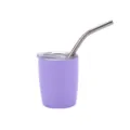 Vakuum-doppelwandiger 2oz Mini-Kaffeebecher aus Edelstahl in Lila mit Strohhalm - Mit Deckel und Strohhalm / Lavendel