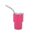 Isolierter rosa 2-3oz Mini Edelstahl Weinbecher mit Metall Strohhalm und klarem Deckel - 2oz / Rot