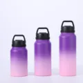 Purple pink gradient vacuum insulated stainless steel water bottles shown in three sizes - 800ML / Purple Pink Gradient