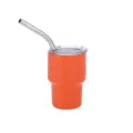 Oranje 2-3oz mini dubbelwandige roestvrijstalen wijnbeker met een rietje en deksel - 2oz / Oranje