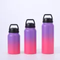 Gradient purple and pink stainless steel sports water bottles in three different sizes. - 800ML / Purple Red Gradient