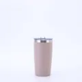 Λεπτομέρεια ροζ θερμός 20oz από ανοξείδωτο ατσάλι με πούδρα και διαφανές καπάκι - 600ml / Χρώμα Milk Tea