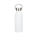 White insulated stainless steel sports water bottle with a metal carry handle lid - 500ml / White