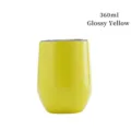 Gobelet à vin 360ml en acier inoxydable isolé en forme de U jaune brillant - 12oz / Jaune Brillant