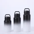 Three sizes of gradient black and white stainless steel vacuum insulated sports water bottles - Black and White Gradient