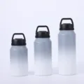 Grey to white gradient insulated stainless steel water bottles available in three sizes - Gray and White Gradient
