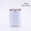 Gobelet à vin 12oz en acier inoxydable isolé sous vide, élégant blanc brillant - 12oz / Blanc Brillant