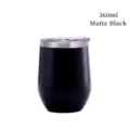 Gobelet à vin en forme d'œuf de 12 oz en acier inoxydable noir mat isolé sous vide - 12oz / Noir Mat
