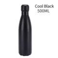 Matte black 500ml vacuum insulated 304 stainless steel cola-shaped water bottle - 500ml / Cool Black