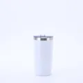 20oz λευκό μονωμένο ποτήρι αυτοκινήτου από ανοξείδωτο χάλυβα με διαφανές καπάκι - 600ml / Λευκό