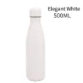 Elegant white 500ml frosted finish stainless steel cola-shaped vacuum insulated flask - 500ml / Elegant White