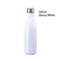 Glossy white 500ml stainless steel insulated water bottle with bowling pin shape - 500ml / Glossy White