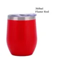 Flammenroter 12oz vakuumisolierter Weinbecher aus Edelstahl in Eiform mit klarem Deckel - 360ml / Flammenrot