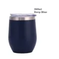 360ml Marineblauer vakuumisolierter Weinbecher aus Edelstahl mit klarem Deckel - 360ml / Azurblau